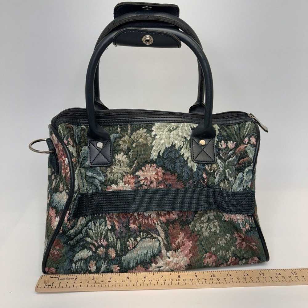 Vintage Atlantic Tapestry Bag Green Floral Luggag… - image 2