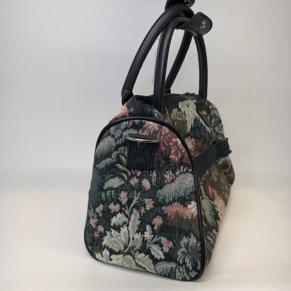 Vintage Atlantic Tapestry Bag Green Floral Luggag… - image 8