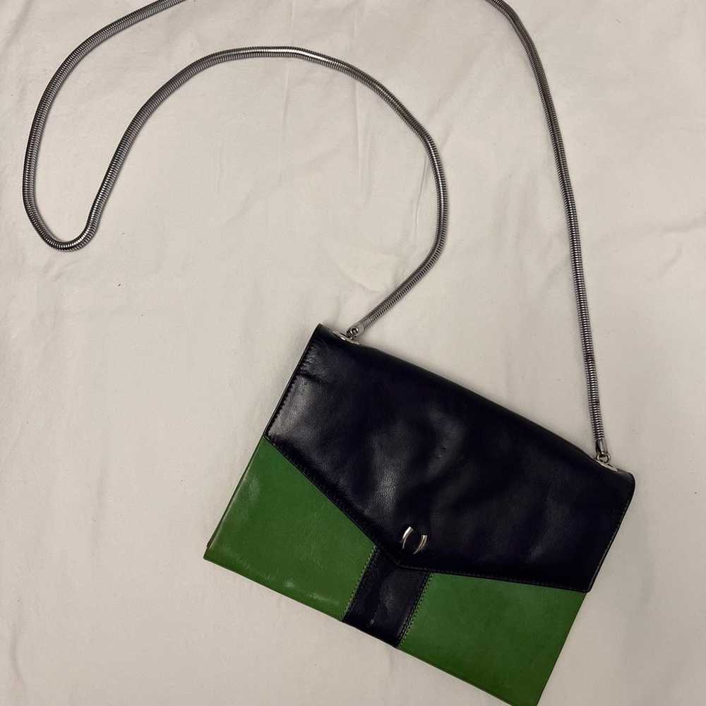 Vintage TUSK Crossbody Bag Genuine Leather Green … - image 1