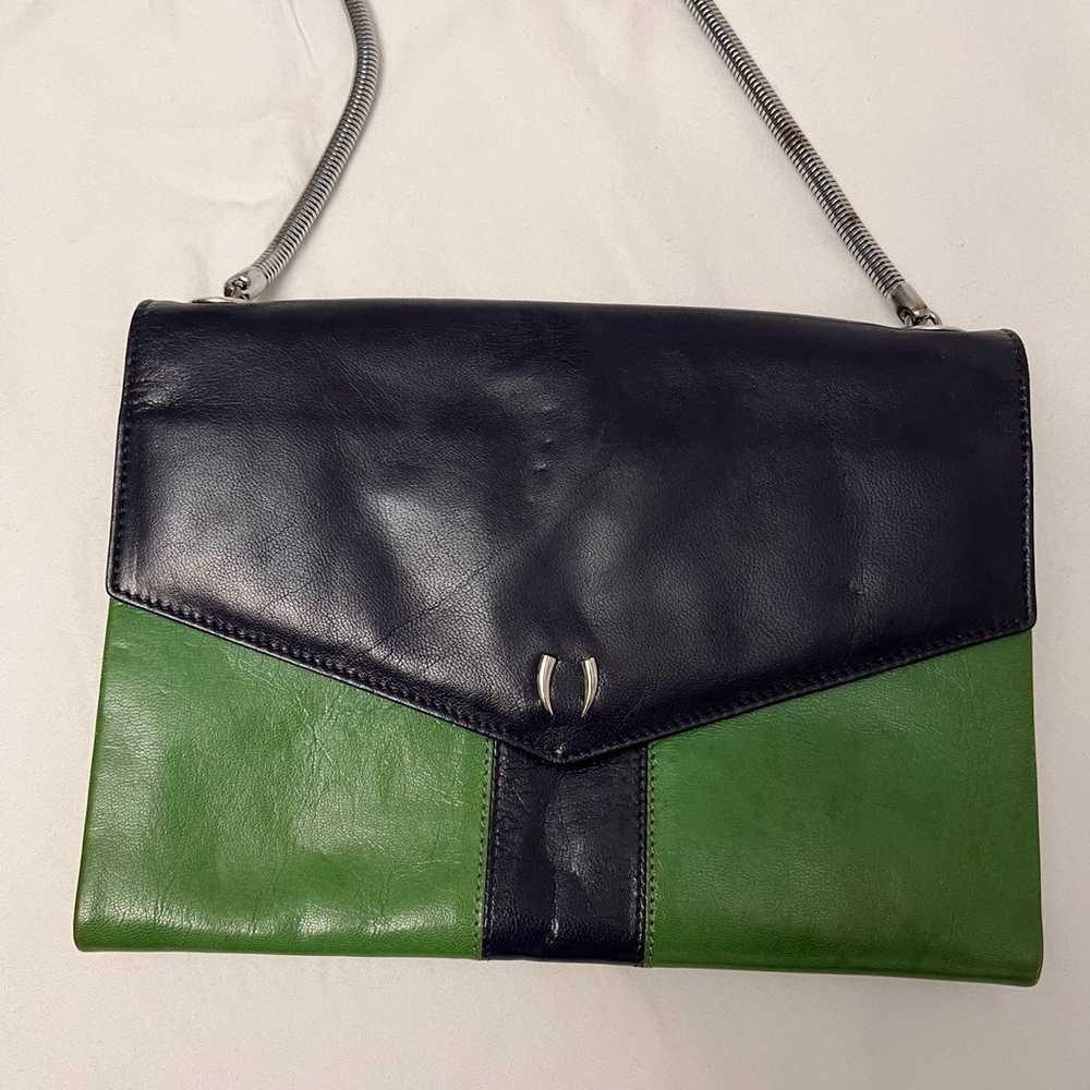 Vintage TUSK Crossbody Bag Genuine Leather Green … - image 2