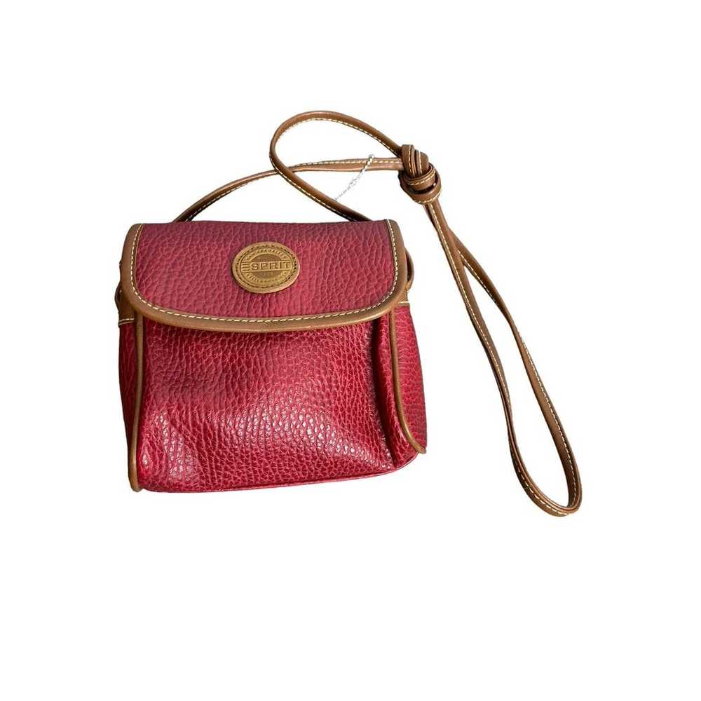 Vintage Espirit Red Pebble Leather Crossbody Mini… - image 1