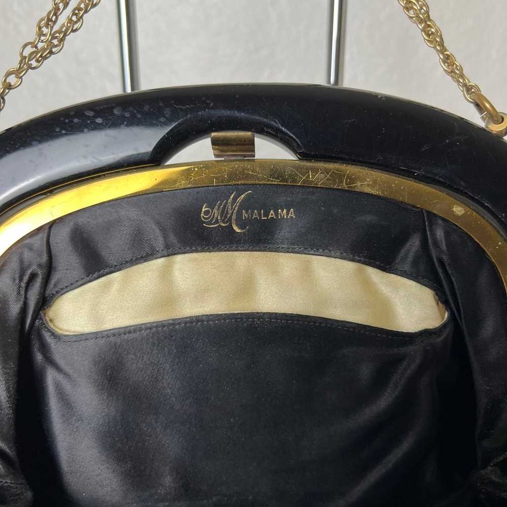 Vintage 50s/60s Evening Hand Bag Black Gold Small… - image 6