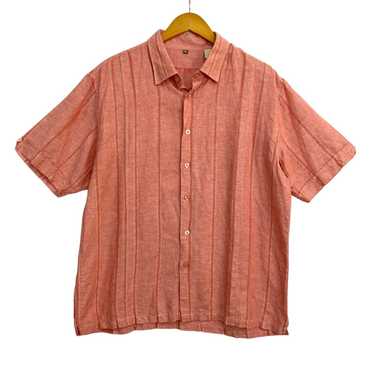 Bohio Striped Shirt Men's Size XL Orange Button U… - image 1