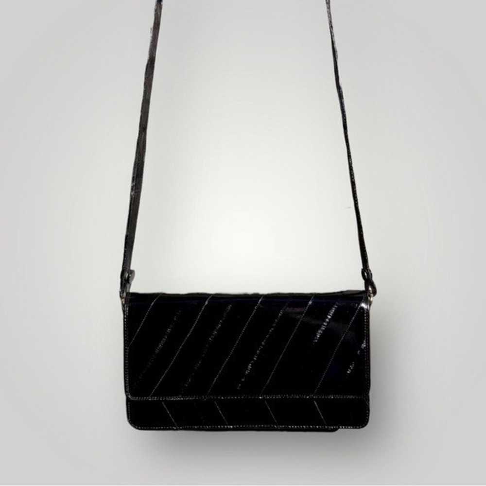 Vintage Black Soft EEL Skin Purse Shoulder Bag - image 3