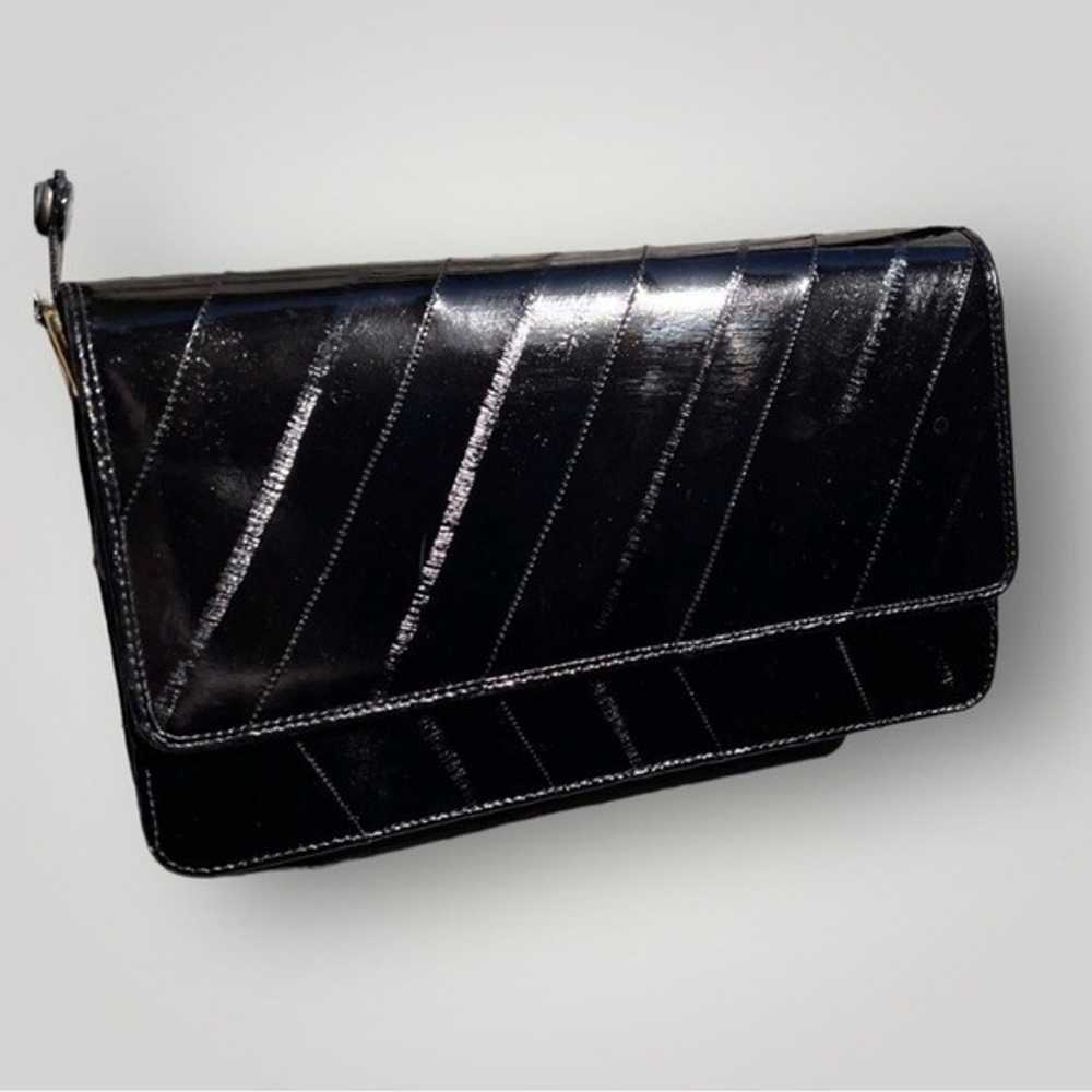 Vintage Black Soft EEL Skin Purse Shoulder Bag - image 4