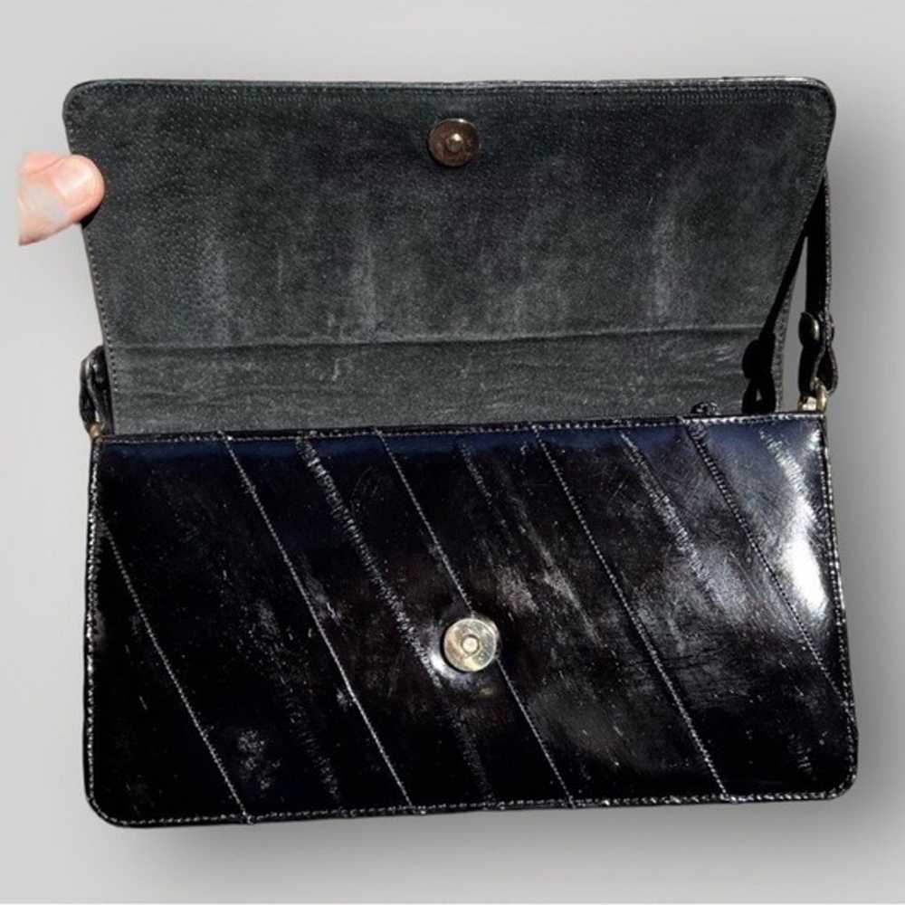 Vintage Black Soft EEL Skin Purse Shoulder Bag - image 5