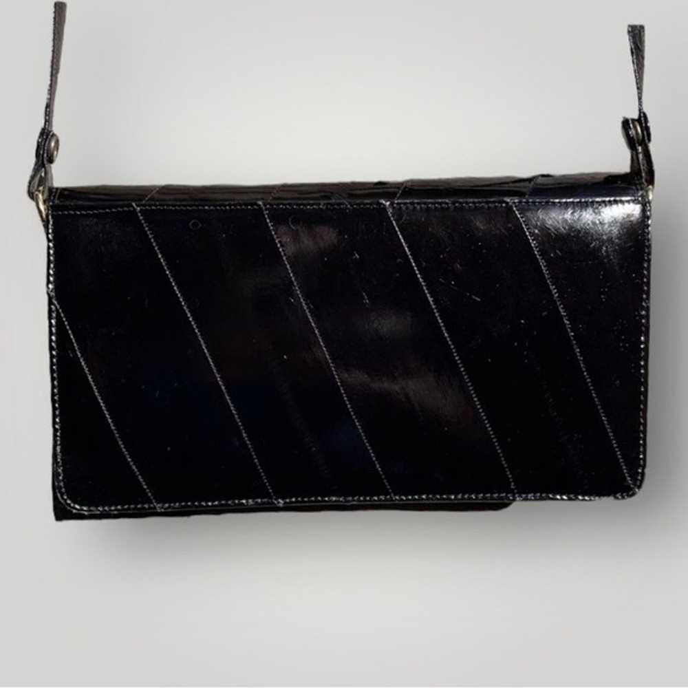 Vintage Black Soft EEL Skin Purse Shoulder Bag - image 8