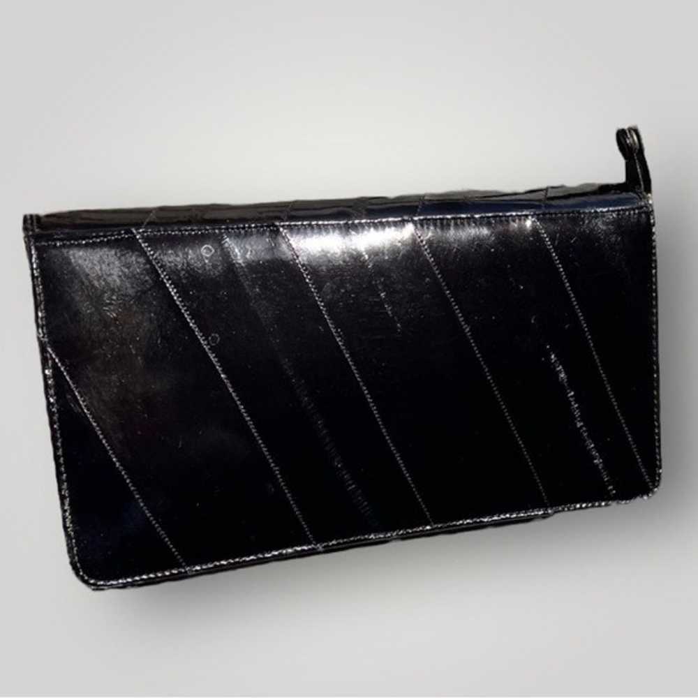 Vintage Black Soft EEL Skin Purse Shoulder Bag - image 9