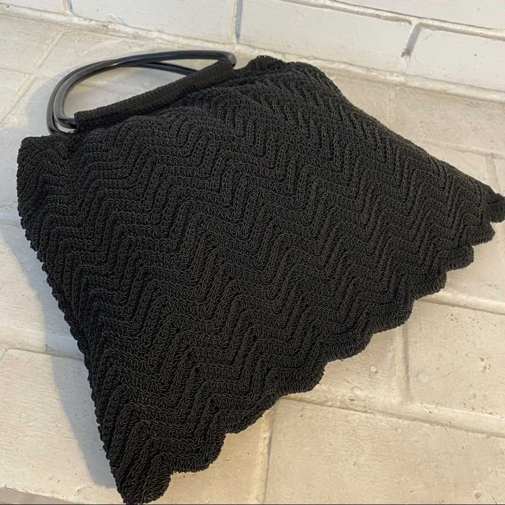 Black Crochet Hard Round Handle Purse Nine West V… - image 4