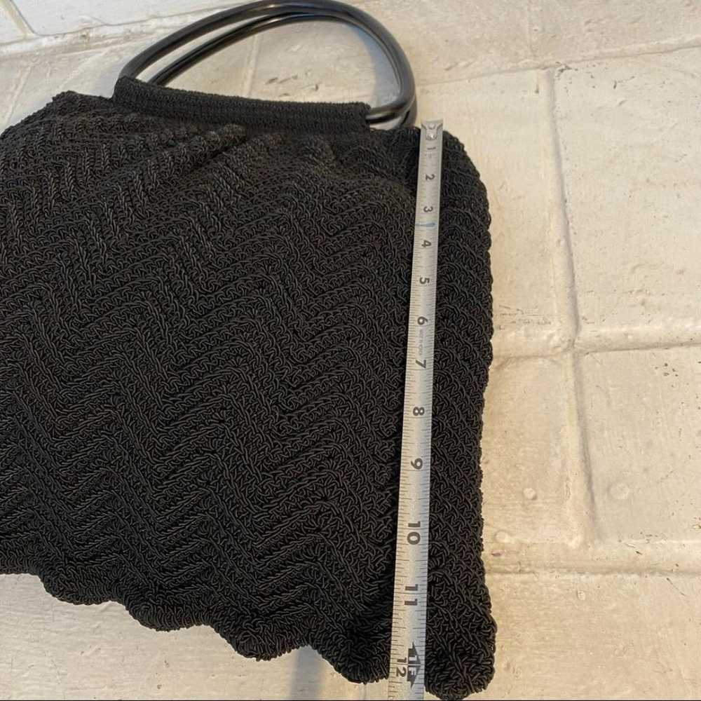 Black Crochet Hard Round Handle Purse Nine West V… - image 5