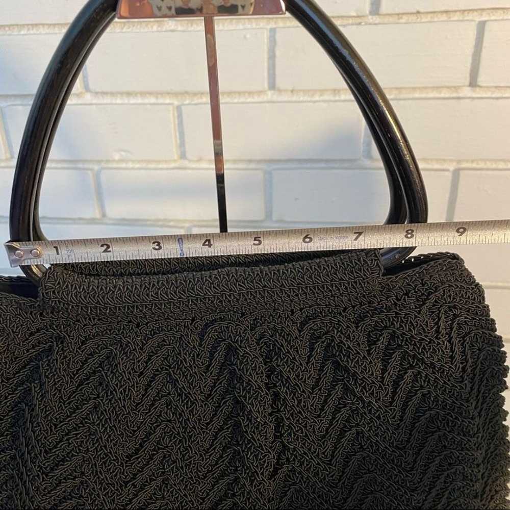 Black Crochet Hard Round Handle Purse Nine West V… - image 6