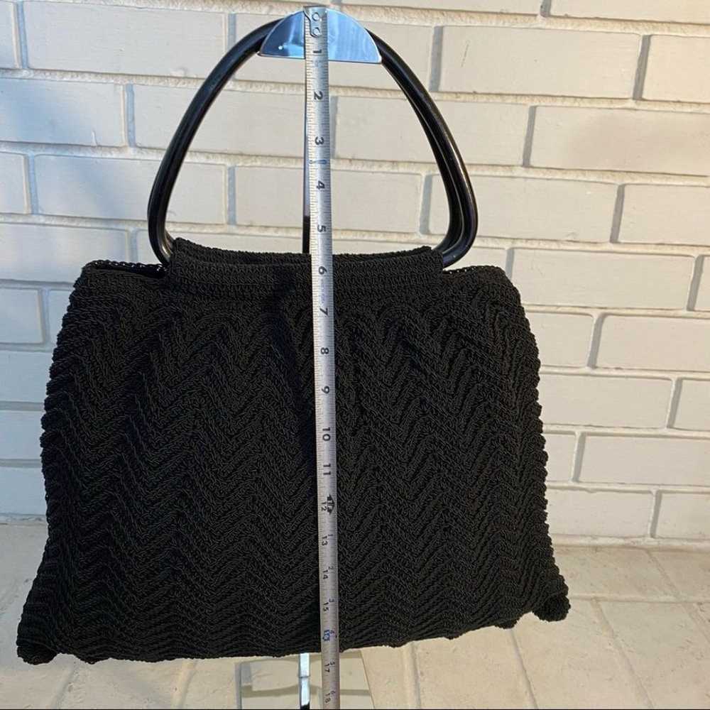 Black Crochet Hard Round Handle Purse Nine West V… - image 8