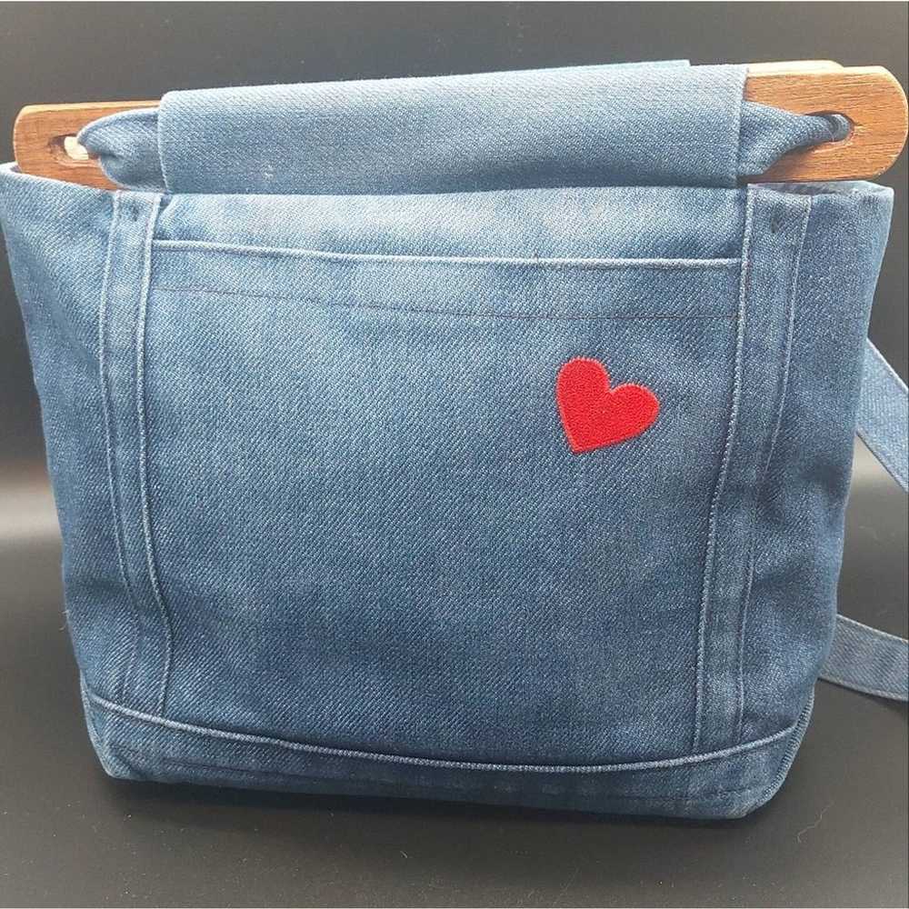 Vintage denim Handmade quilted purse shoulder bag… - image 7