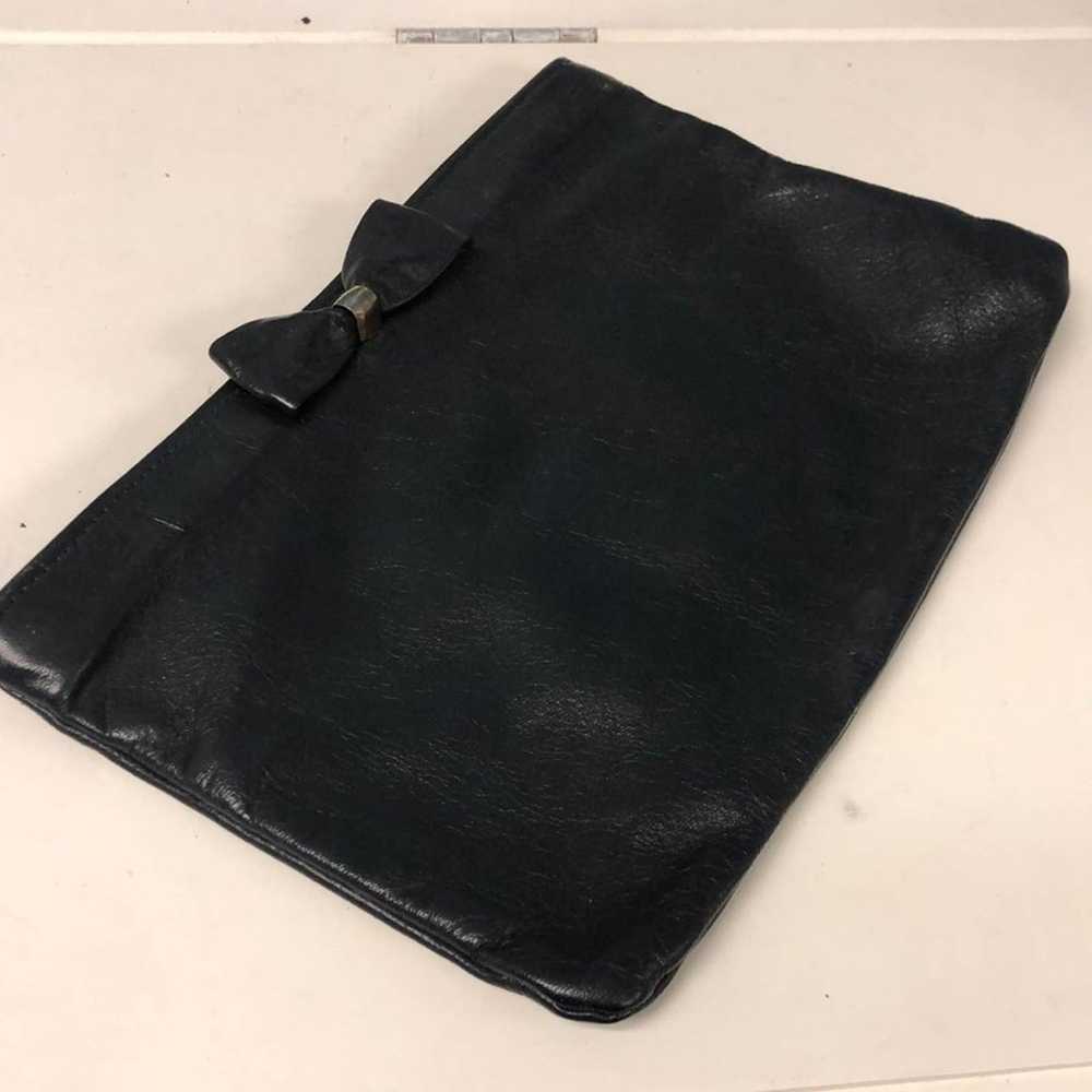 Vintage Antonia Designs navy blue leather clutch … - image 1