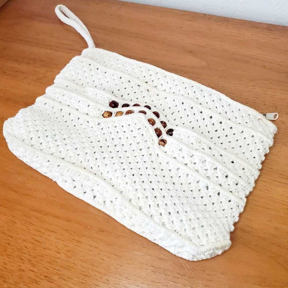 Vintage Macrame Knit Purse Cotton Woven Clutch BO… - image 10