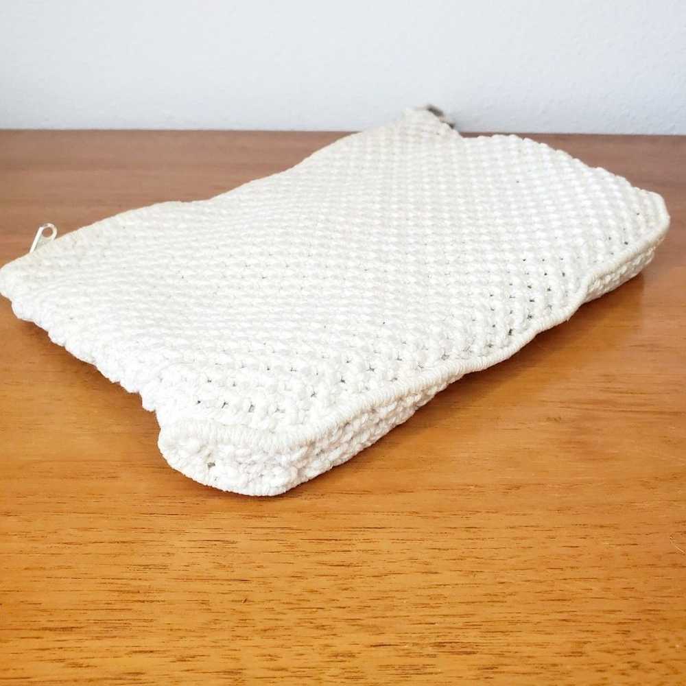 Vintage Macrame Knit Purse Cotton Woven Clutch BO… - image 2