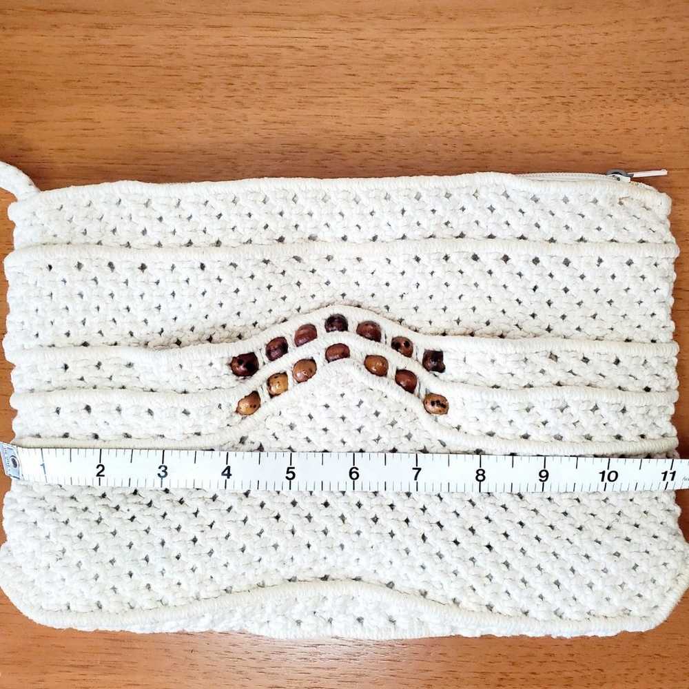 Vintage Macrame Knit Purse Cotton Woven Clutch BO… - image 7