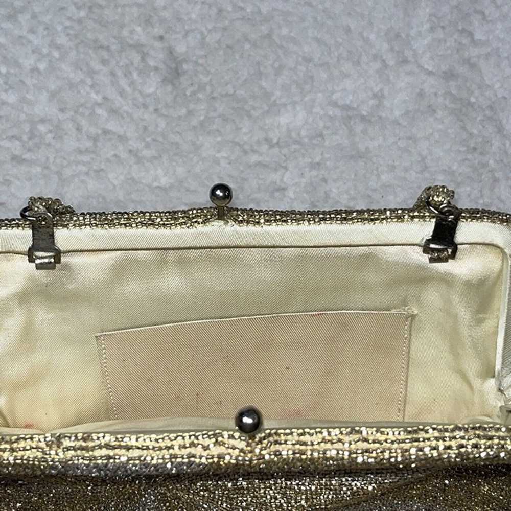 Vintage Beaded Gold Silver Handbag Purse Clutch H… - image 6