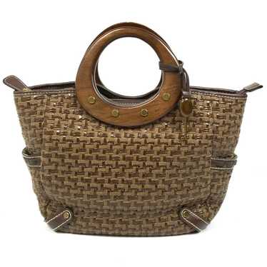 FOSSIL "KEYPER" Woven Purse, Wood Handle