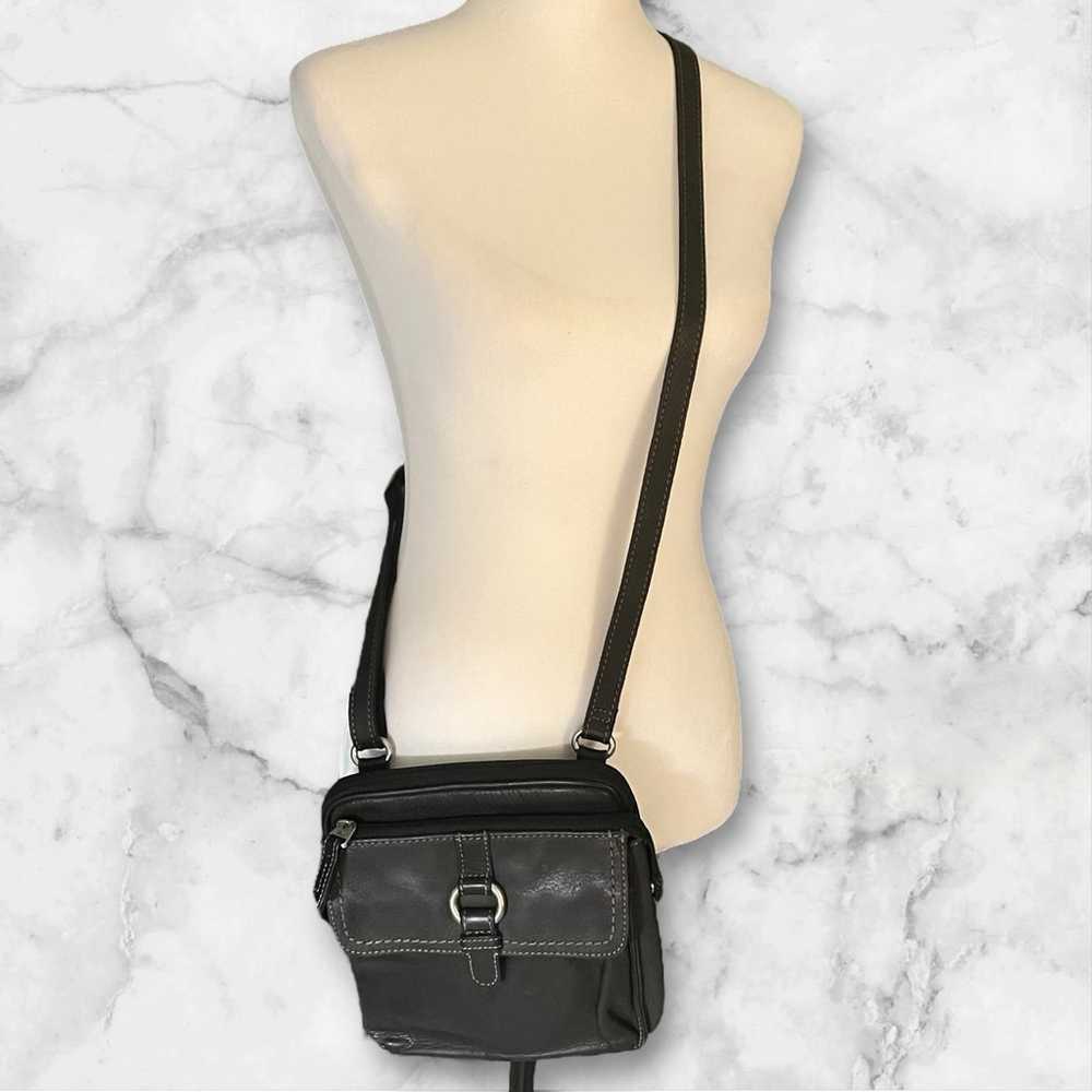 Fossil Vintage Long Live Black Leather Crossbody … - image 1