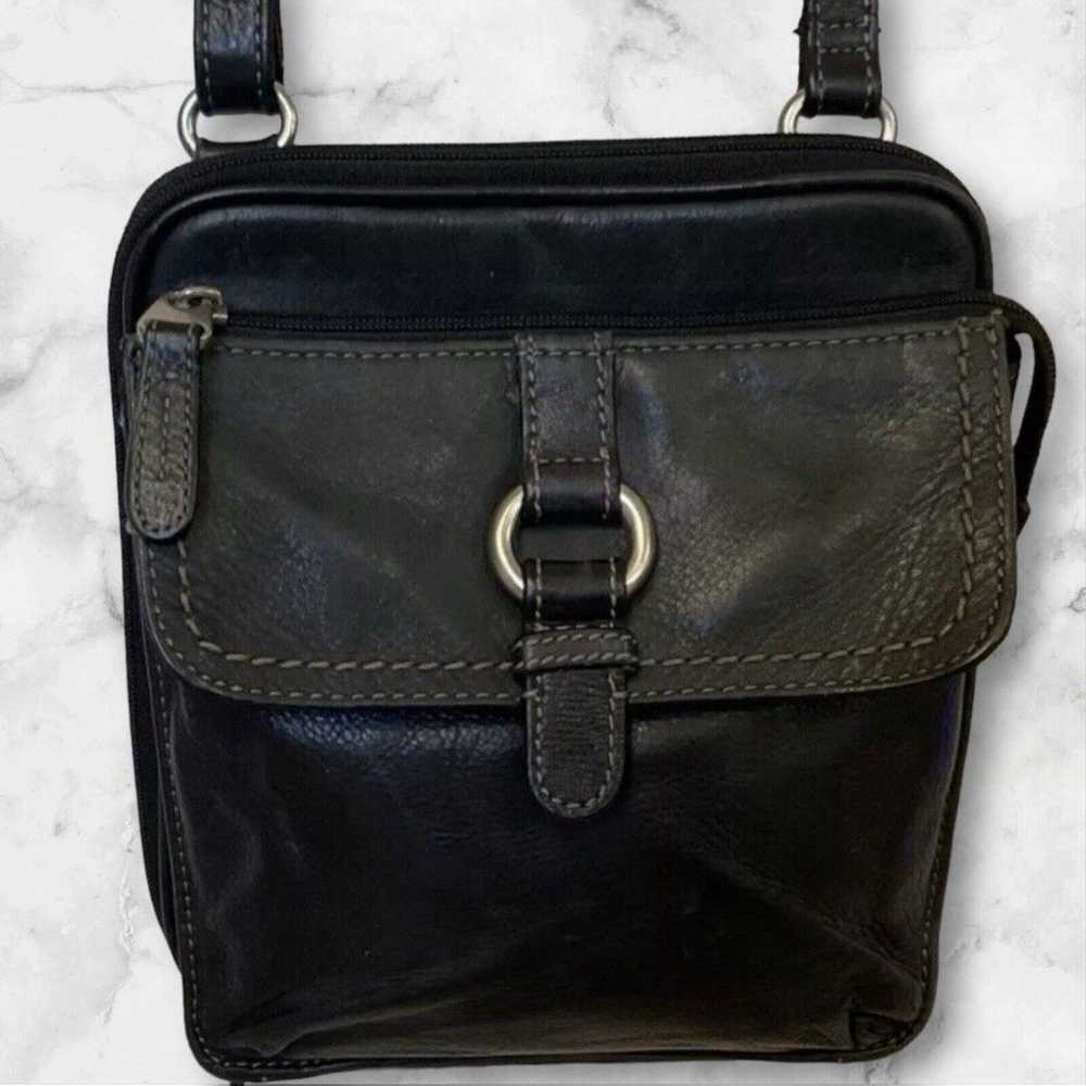 Fossil Vintage Long Live Black Leather Crossbody … - image 2