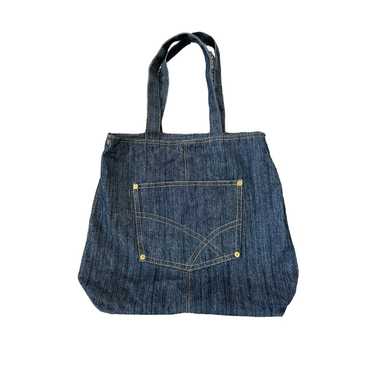 Vintage Dark Blue Denim Jeans 17"x14" Tote Bag VTG - image 1