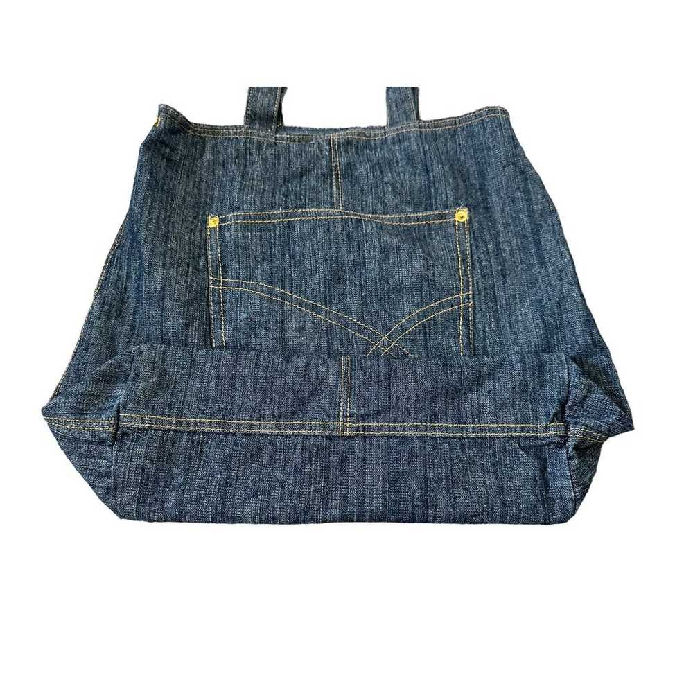 Vintage Dark Blue Denim Jeans 17"x14" Tote Bag VTG - image 3