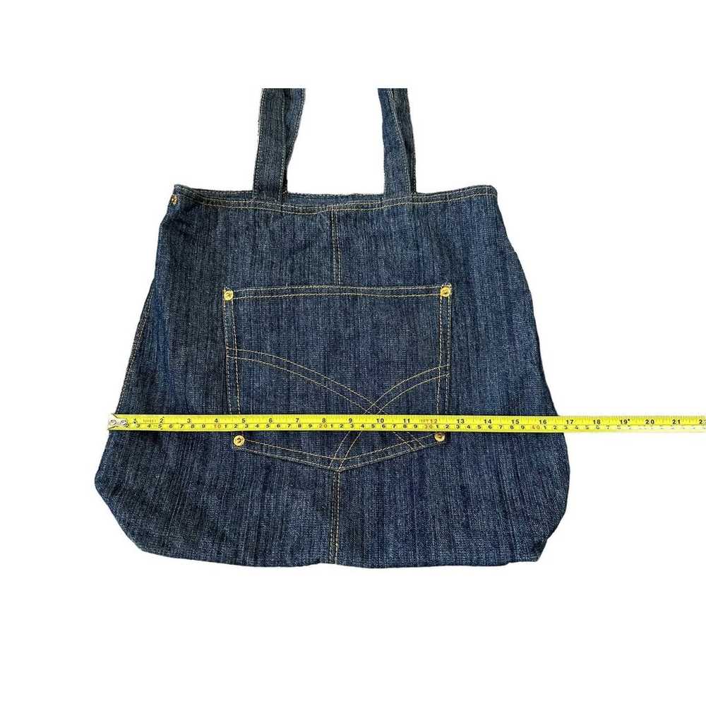 Vintage Dark Blue Denim Jeans 17"x14" Tote Bag VTG - image 7