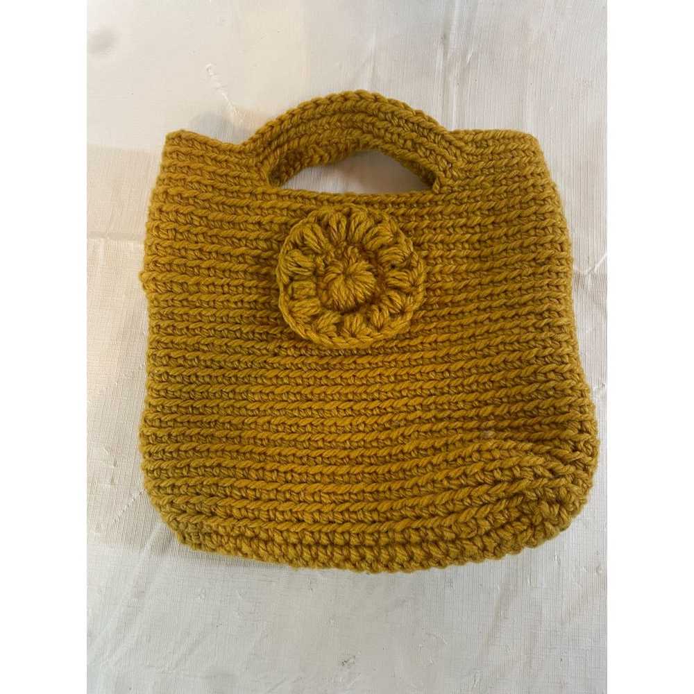 Handmade Crocheted Mustard Handbag Purse GUC BOHO… - image 1