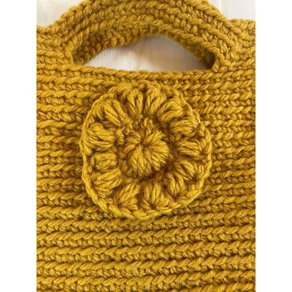 Handmade Crocheted Mustard Handbag Purse GUC BOHO… - image 2