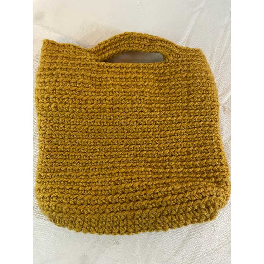 Handmade Crocheted Mustard Handbag Purse GUC BOHO… - image 3