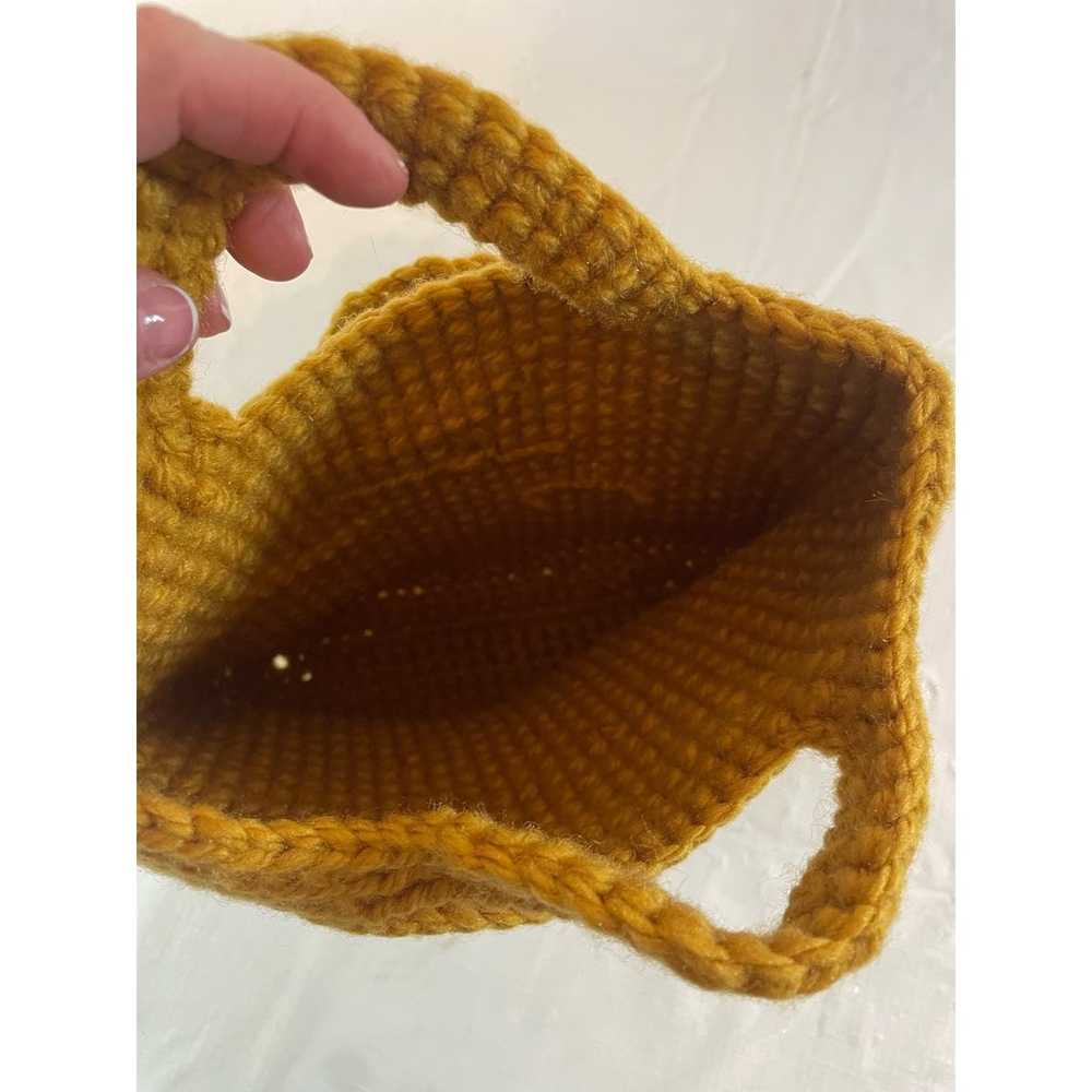 Handmade Crocheted Mustard Handbag Purse GUC BOHO… - image 4