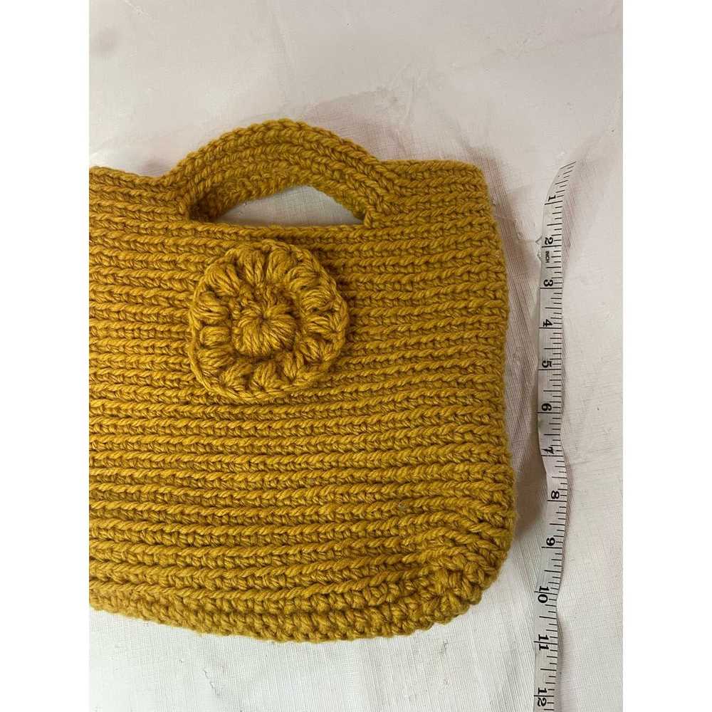 Handmade Crocheted Mustard Handbag Purse GUC BOHO… - image 5