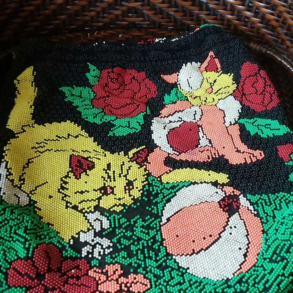 Vintage 1970s beaded Cat Bag - image 2