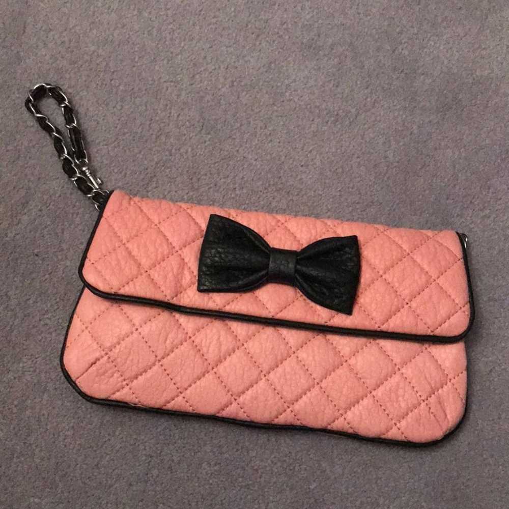 Forever 21 vintage Pink quilted bow clutch - image 2