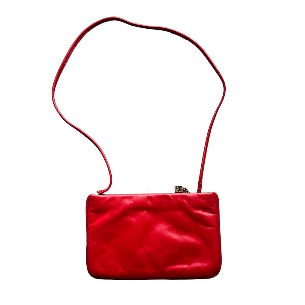 Vintage Anne Klein for Calderon 1980's Red Leathe… - image 2