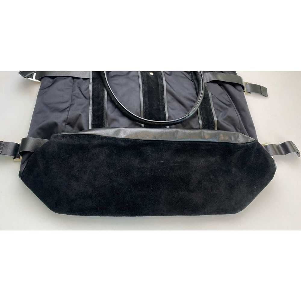 Rare DKNY Black Leather Suede Ripstop Tote Vintag… - image 3