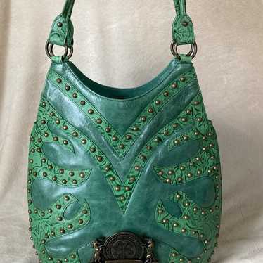 Charm and Luck green leather purse