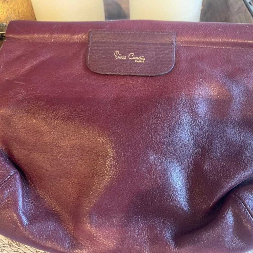 Pierre Cardin Paris vintage maroon leather clutch - image 11