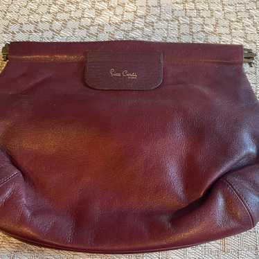 Pierre Cardin Paris vintage maroon leather clutch - image 1