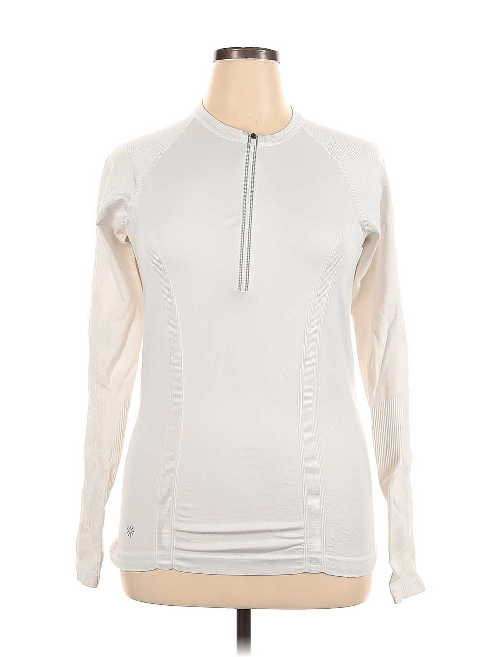 Athleta Women Ivory Track Jacket XL - image 1