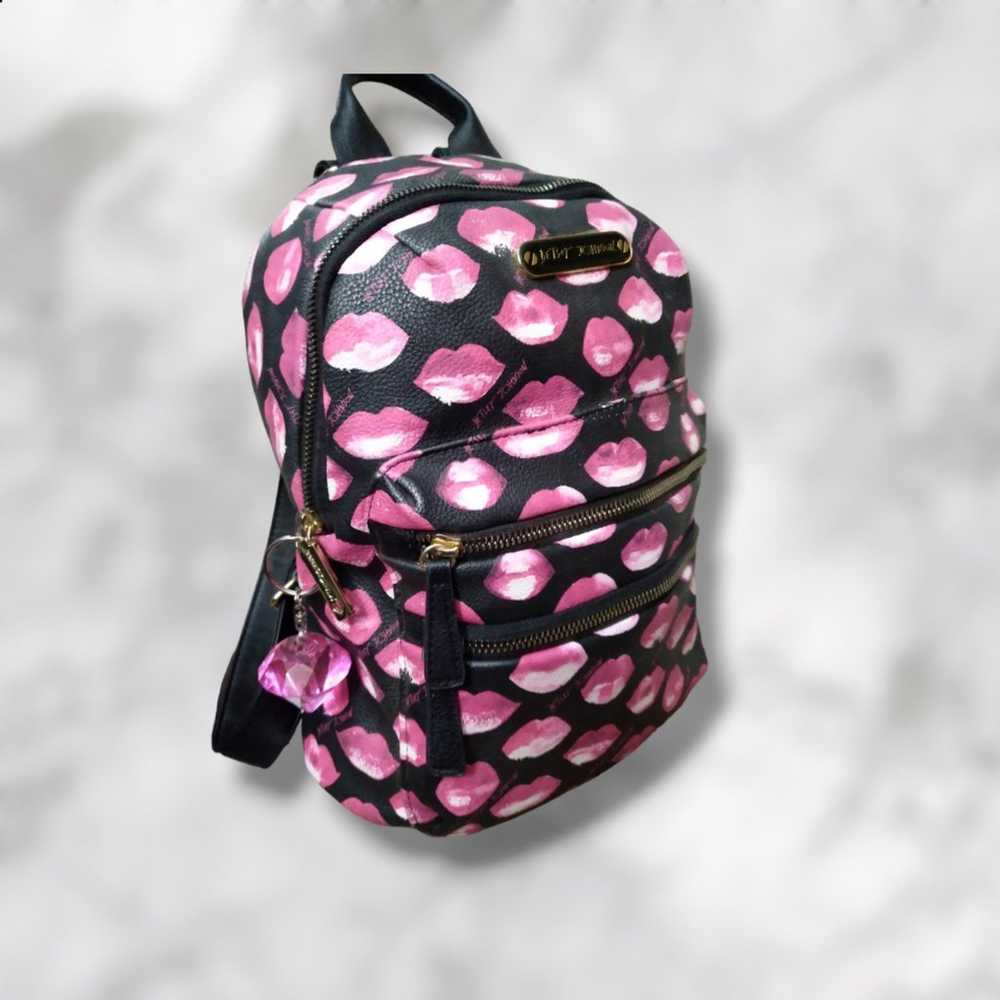 Betsey Johnson Vintage Mini 12" Backpack Black w/… - image 2