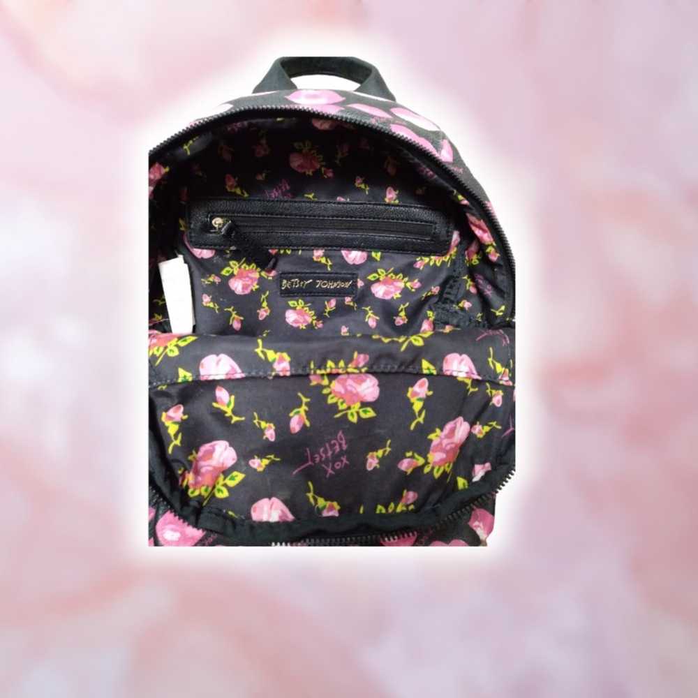 Betsey Johnson Vintage Mini 12" Backpack Black w/… - image 4