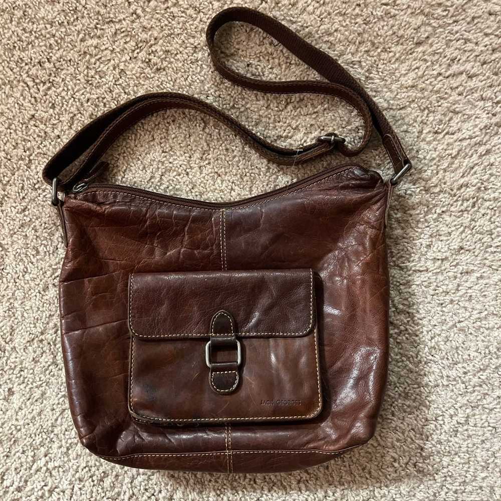 Jack Georges Vintage Pure Leather Crossbody Bag - image 1