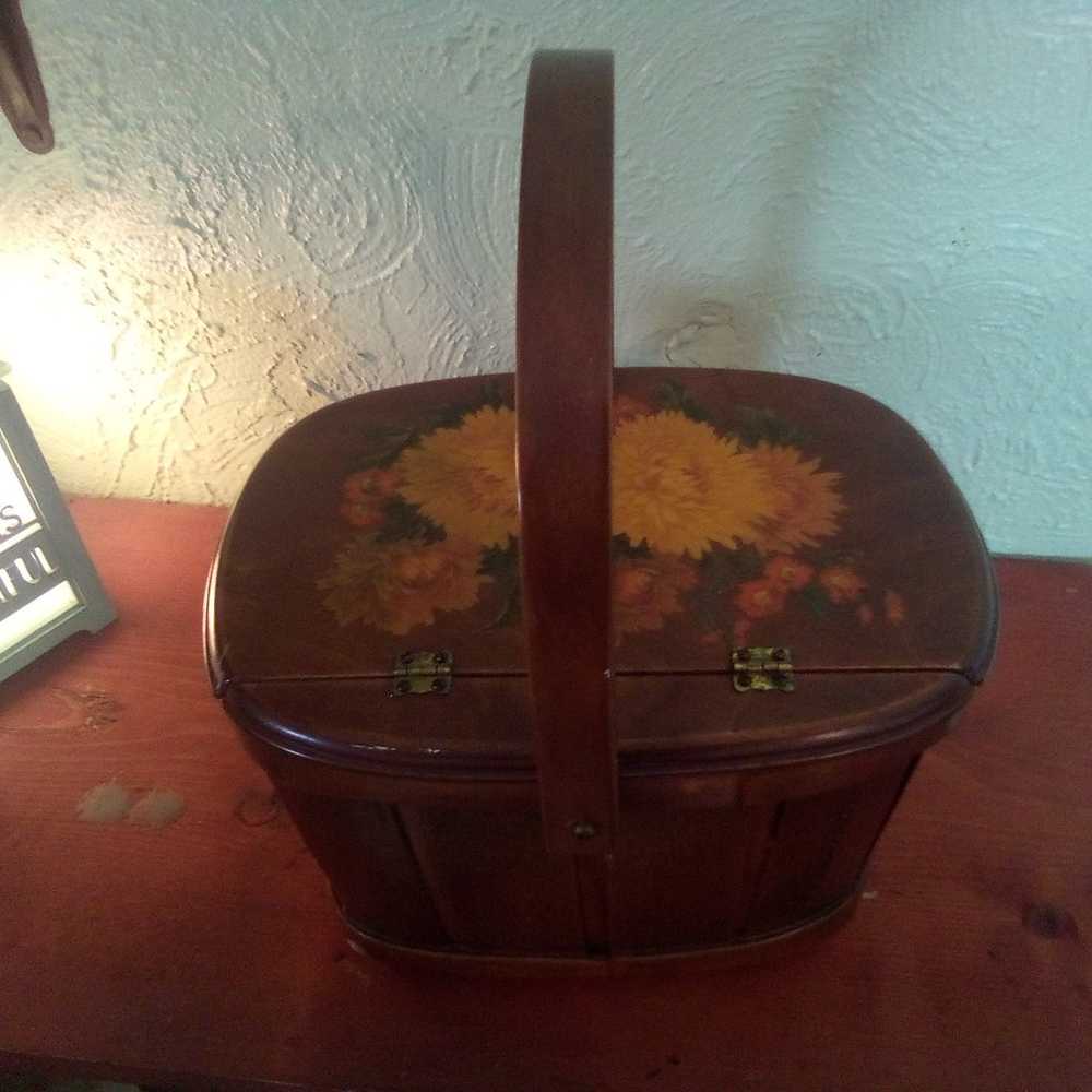 Vintage Box Purse Oak Split Floral - image 5