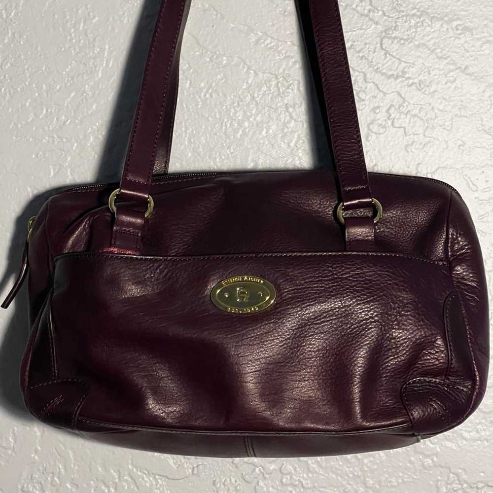 Vintage Etienne Aigner Maroon Leather Handbag - image 2