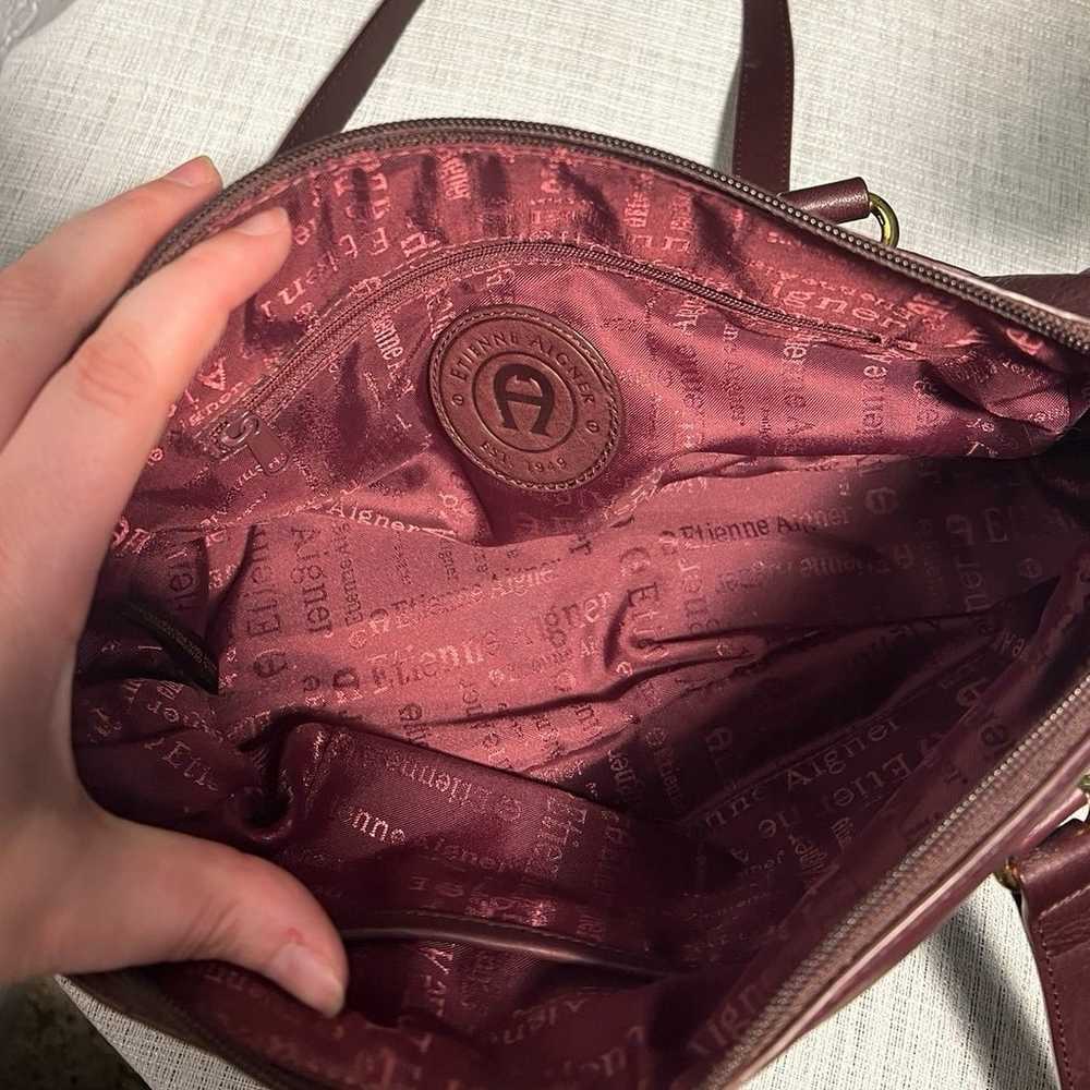 Vintage Etienne Aigner Maroon Leather Handbag - image 8