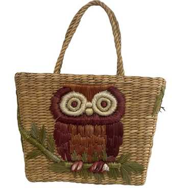 VTG Bags by Patricia Boho Woven Owl Raffia Straw … - image 1