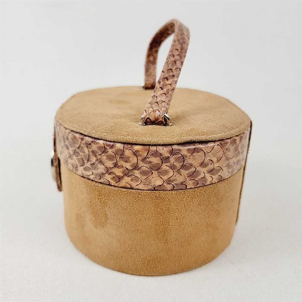 Vintage Box Purse Makeup Bag Faux Suede & Faux Sn… - image 2