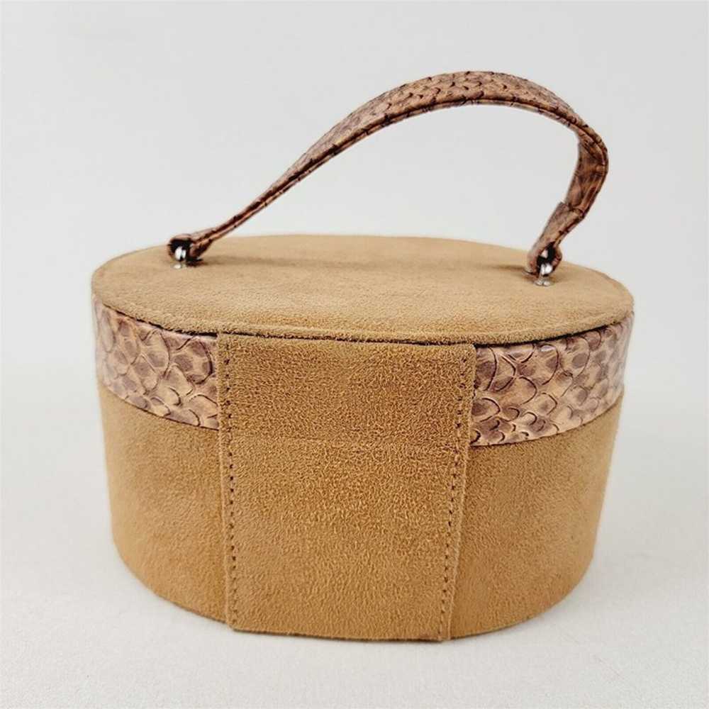 Vintage Box Purse Makeup Bag Faux Suede & Faux Sn… - image 3